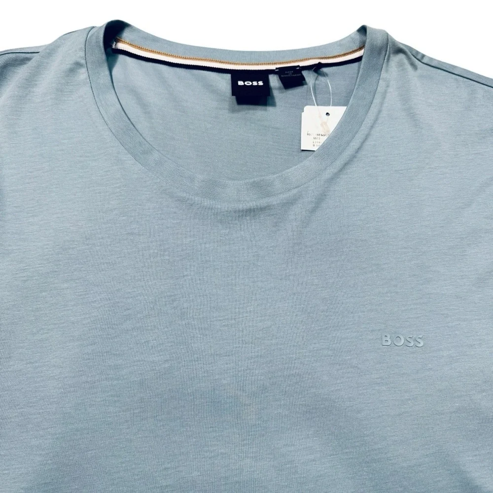 NWT New Hugo Boss Cotton Logo Detail Light Blue T-Shirt Size 5XL